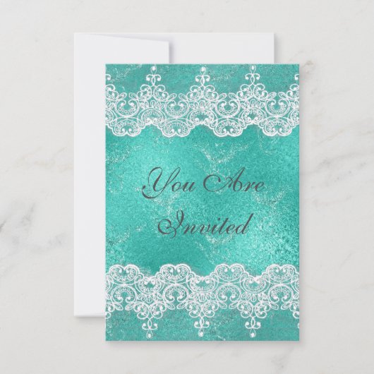 Mariage Royal Invitation Mint Bleu & dentelle (Devant)