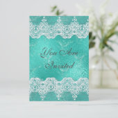 Mariage Royal Invitation Mint Bleu & dentelle (Debout devant)