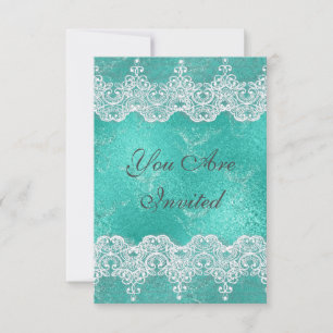 Mariage Royal Invitation Mint Bleu & dentelle