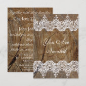 Mariage Royal Invitation Rustique Burlap & Dentell (Devant / Derrière)