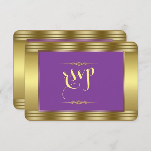 Mariage Royal Mariage violet et or RSVP (Devant / Derrière)