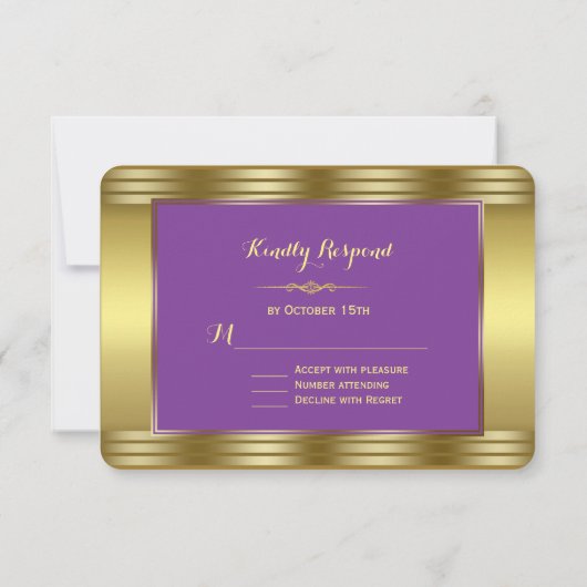 Mariage Royal Mariage violet et or RSVP (Dos)