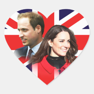 Mariage royal - Stickers de coeur William & Kate
