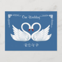 Mariage. RSVP 2 cygnes blancs Carte postale
