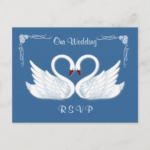 Mariage. RSVP 2 cygnes blancs Carte postale