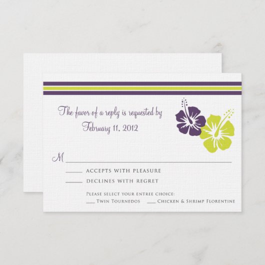 Mariage RSVP à fleurs Hibiscus (Devant / Derrière)