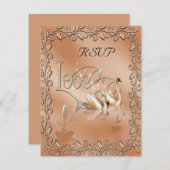 Mariage RSVP Amour Cygnes Floral (Devant / Derrière)