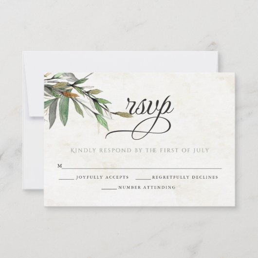 Mariage RSVP aquarelle fleurs botaniques (Devant)