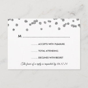 Mariage RSVP Argent Faux Parties scintillant Confe