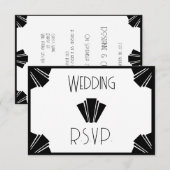 Mariage RSVP Art Déco Noir Et Blanc (Devant / Derrière)