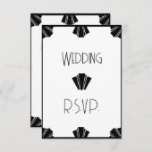 Mariage RSVP Art Déco Noir Et Blanc (Devant / Derrière)
