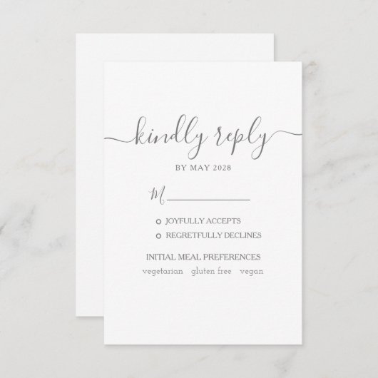 Mariage RSVP avec choix de repas (Devant / Derrière)