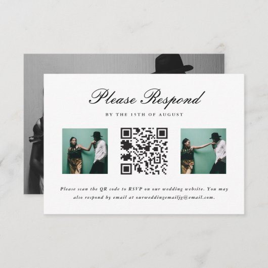 Mariage RSVP avec QR Code et Mariage photo (Devant / Derrière)