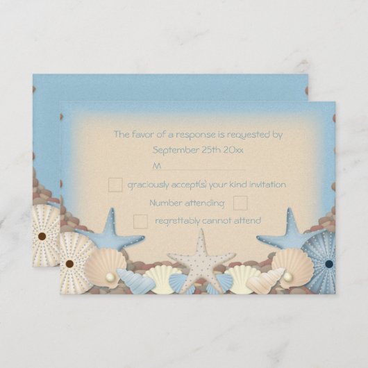 Mariage RSVP Beaux Coques de plage Tropical (Devant / Derrière)