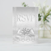 Mariage RSVP Blanc Argent Perle Dentelle Damas (Debout devant)