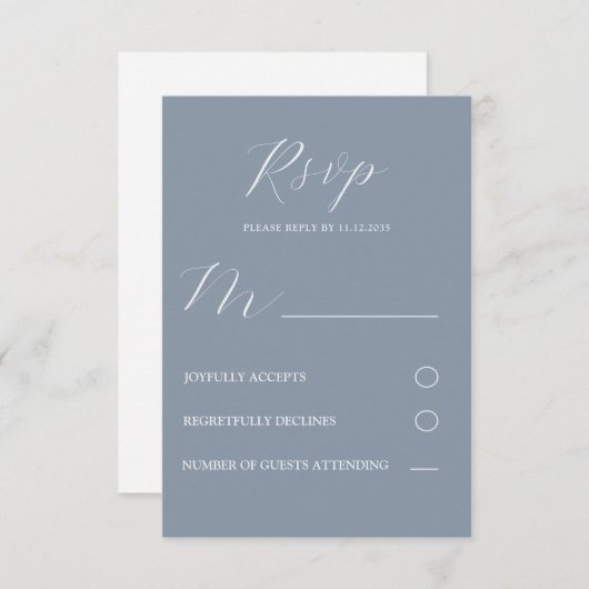Mariage RSVP bleu et blanc simple (Devant / Derrière)