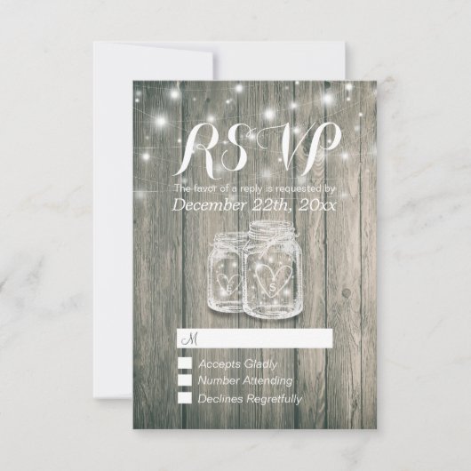 Mariage RSVP Bois rustique & Mason Jar Lumières à (Devant)