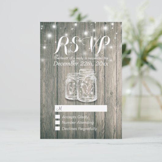 Mariage RSVP Bois rustique & Mason Jar Lumières à  (Debout devant)