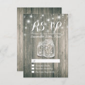 Mariage RSVP Bois rustique & Mason Jar Lumières à (Devant / Derrière)