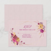 mariage RSVP bouquet floral avec cadre or (Devant / Derrière)