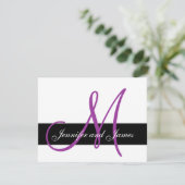 Mariage RSVP carte Monogramme Noms pourpre avant (Debout devant)