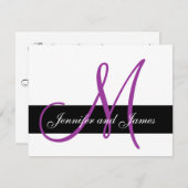 Mariage RSVP carte Monogramme Noms pourpre avant (Devant / Derrière)