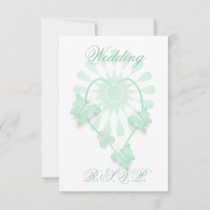 Mariage RSVP Carte Pepperment Papillons Coeur