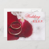 Mariage RSVP carte postale Cercles d'or Rose Pétal (Devant / Derrière)