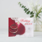 Mariage RSVP carte postale Cercles d'or Rose Pétal (Debout devant)