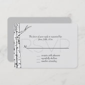 Mariage RSVP de Birch Trees Gris Blanc (Devant / Derrière)