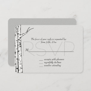 Mariage RSVP de Birch Trees Gris Blanc