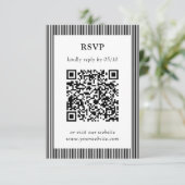 Mariage RSVP de code QR à rayures noir et blanc cl (Debout devant)