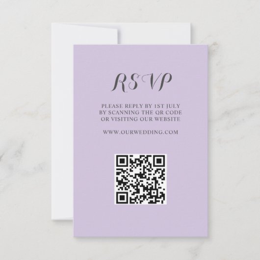 Mariage RSVP de code QR simple et violet (Devant)