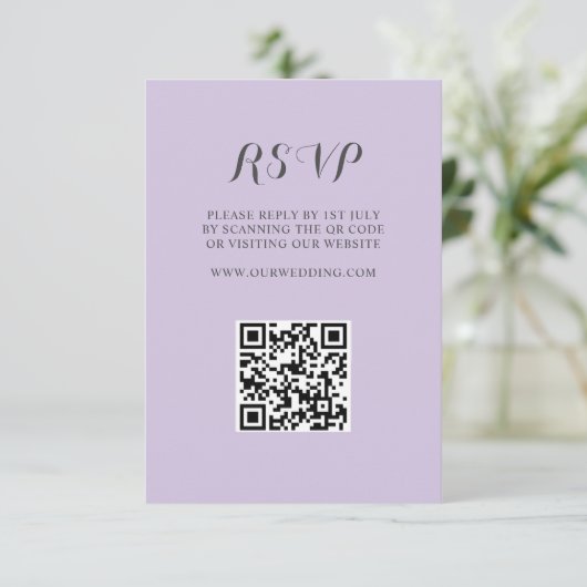 Mariage RSVP de code QR simple et violet (Debout devant)