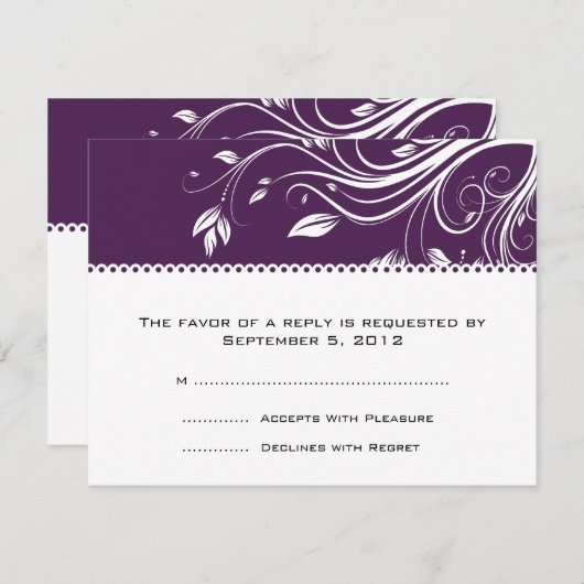 Mariage RSVP de fleurs violettes et blanches (Devant / Derrière)