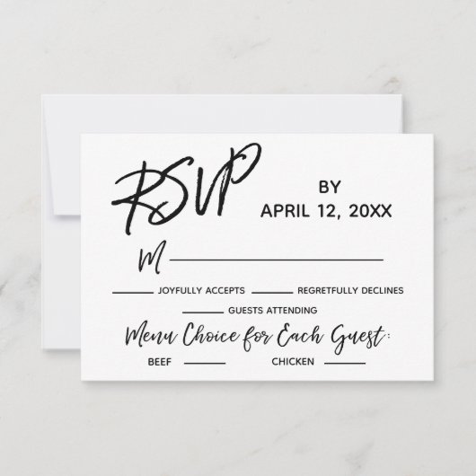 Mariage RSVP écriture Décontractée avec choix de m (Devant)