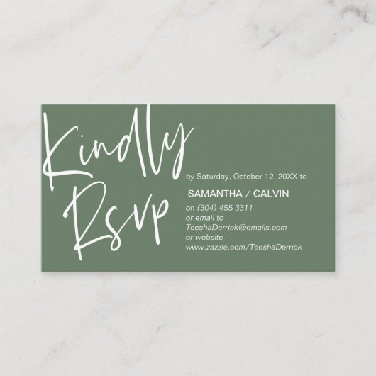 Mariage RSVP, Élégance Décontractée, Invitation ré (Devant)