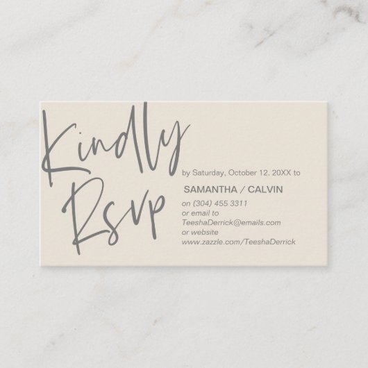 Mariage RSVP, Élégance Décontractée, Invitation ré (Devant)