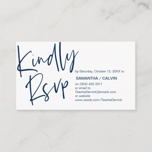 Mariage RSVP, Élégance Décontractée, Invitation ré (Devant)