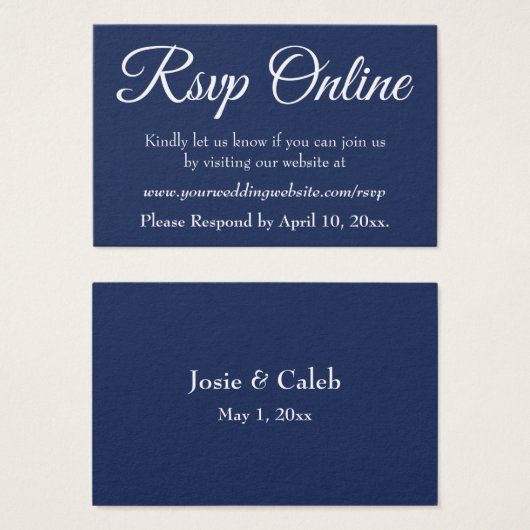Mariage RSVP en ligne Insérer un script blanc & Ma (Devant & derrière)