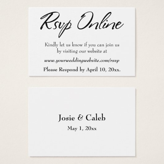 Mariage RSVP en ligne Insérer un script noir, blan (Devant & derrière)