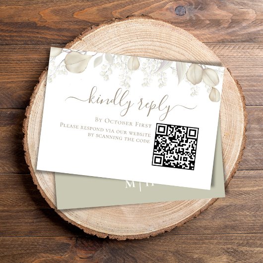 Mariage RSVP en ligne QR Code Sage Green