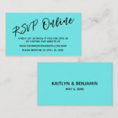 Mariage RSVP en ligne simple carte Aqua (Devant / Derrière)