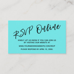 Mariage RSVP en ligne simple carte Aqua