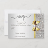 Mariage RSVP Faux Gold Bow Silver (Dos)