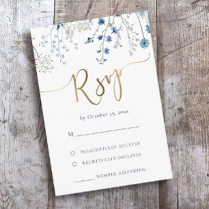 mariage RSVP fleur sauvage bleu