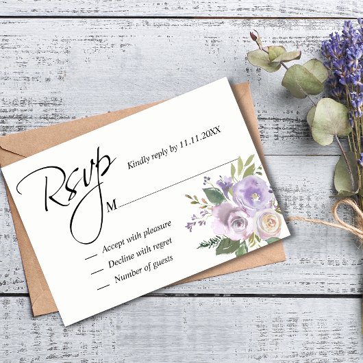 Mariage RSVP Floral Lavender