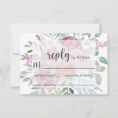 Mariage RSVP Floral Rustique Rose & Bourgogne (Devant)