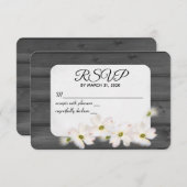mariage RSVP floral sur bois noir (Devant / Derrière)