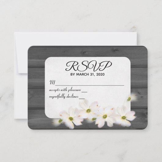 mariage RSVP floral sur bois noir (Devant)